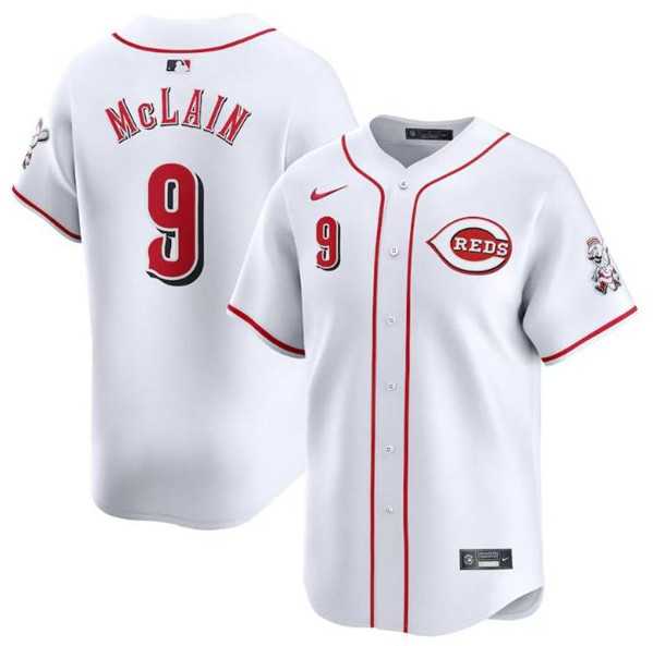 Men%27s Cincinnati Reds #9 Matt McLain White Home Limited Baseball Stitched Jerseys Dzhi
